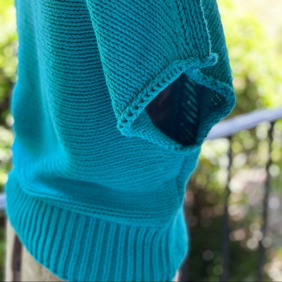Moth Anthropologie Short Sleeved Teal Sweater - Picture 2 of 11